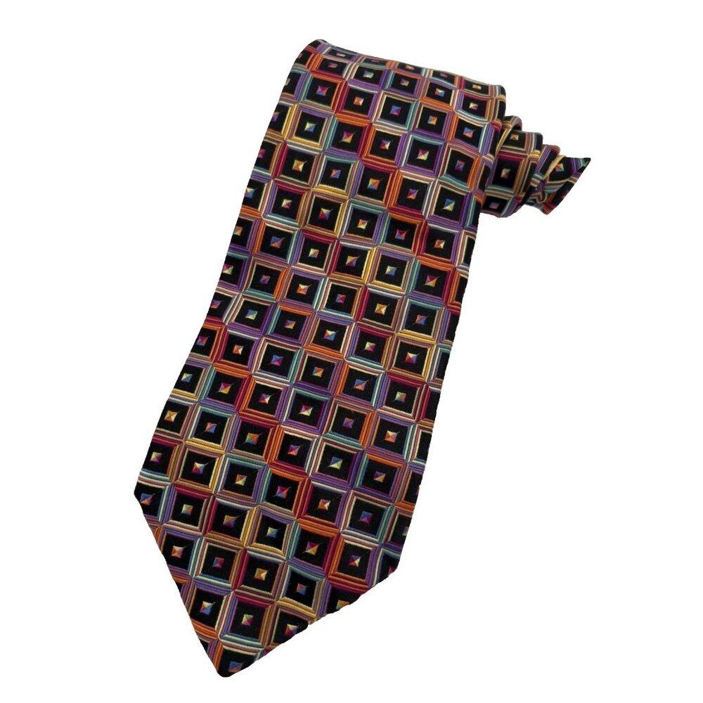 Robert Talbott Necktie Best of Class Silk Men's Black Orange Purple Geometric